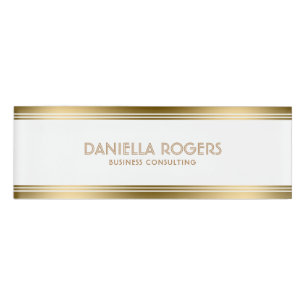 Modern Simple Decorative Gold Stripes Border Name Tag