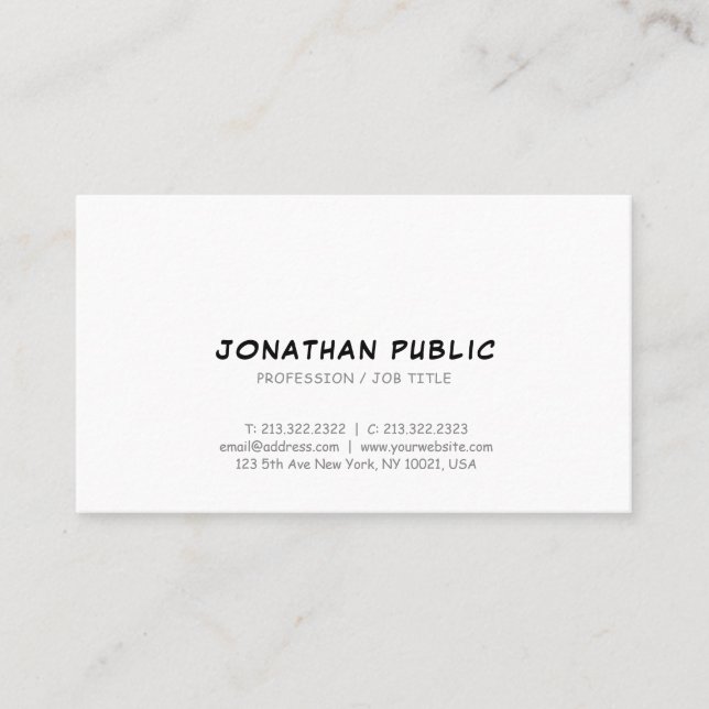 Modern Simple Design Elegant Chic Template Trendy Business Card (Front)