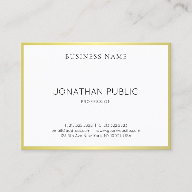 Modern Simple Design Elegant Gold Plain Luxury Business Card (Front)