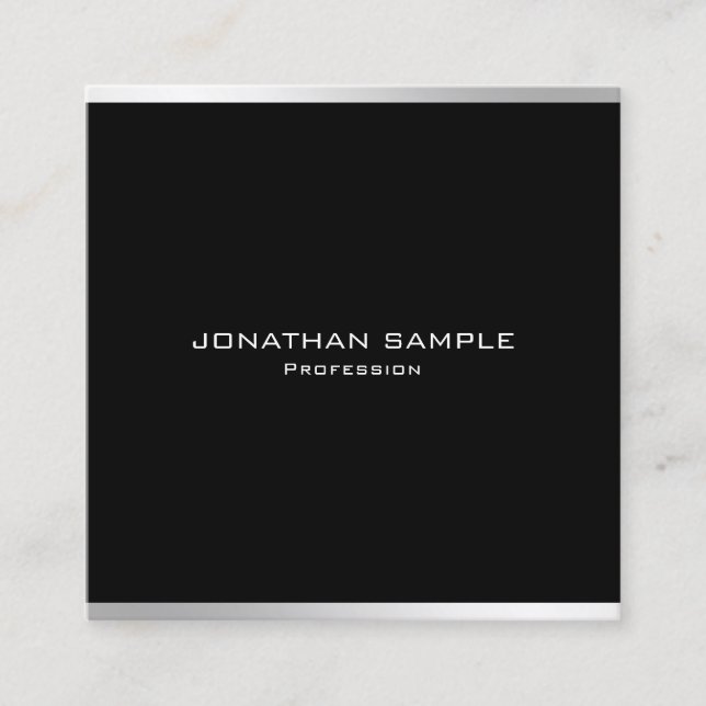 Modern Simple Design Elegant Silver Professional Square Business Card (Front)