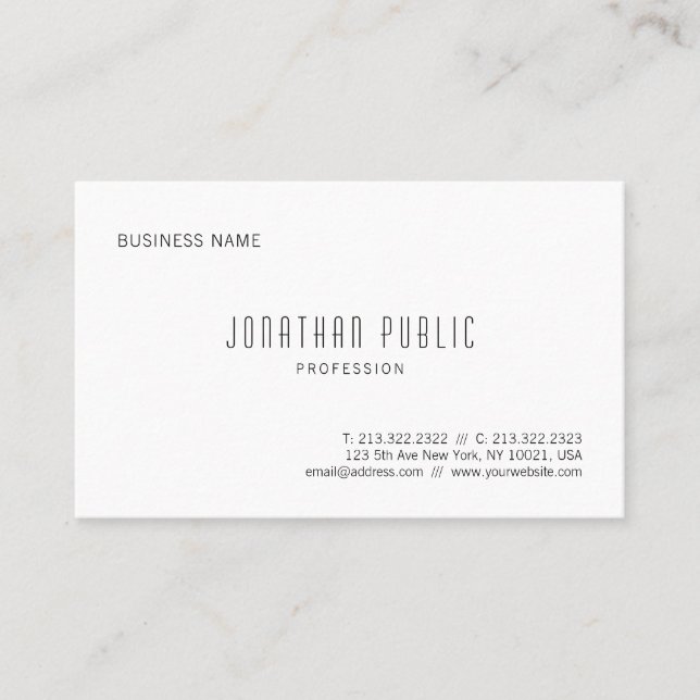 Modern Simple Design Professional Elegant Template Business Card (Front)