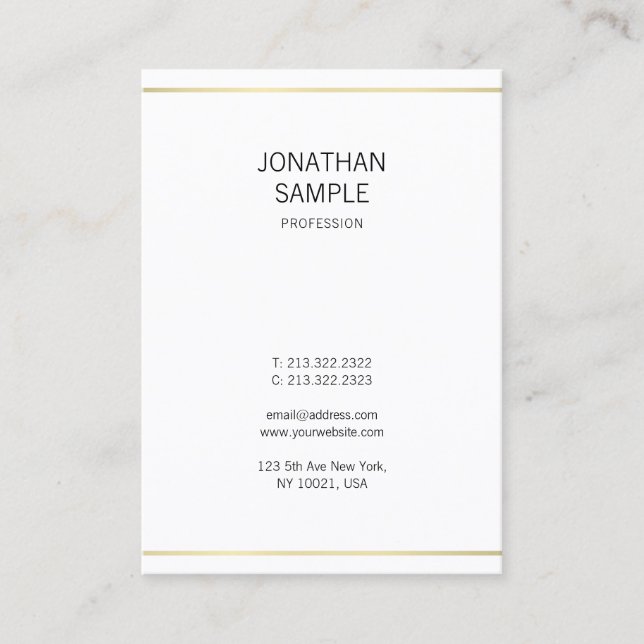 Modern Simple Design Stylish Professional Gold Business Card (Front)