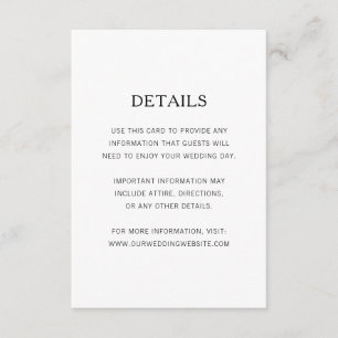 Modern Simple Details Black and White Wedding Enclosure Card