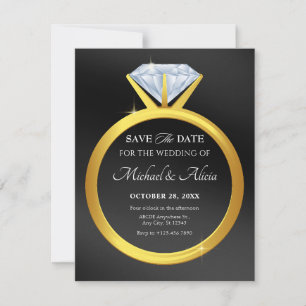 Modern simple diamond wedding ring save the date