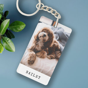 Modern Simple Dog Photo  Key Ring