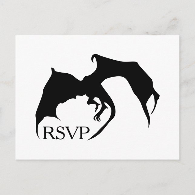 Modern Simple Dragon Mediaeval Geek RSVP Card (Front)