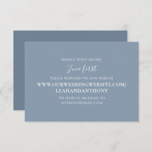 Modern Simple Dusty Blue Calligraphy Via Website RSVP Card