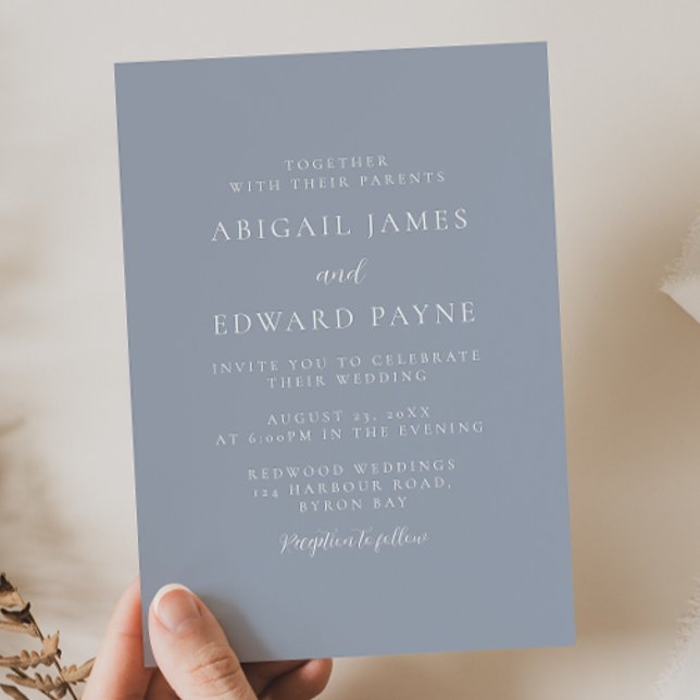 Modern Simple Dusty Blue Wedding Invitation (Creator Uploaded)