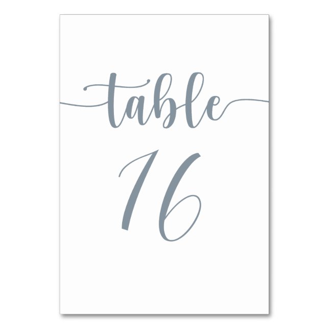 Modern simple Dusty Blue Wedding Table Number (Front)
