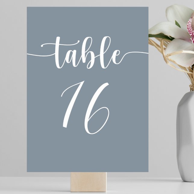 Modern simple Dusty Blue Wedding Table Number (Creator Uploaded)