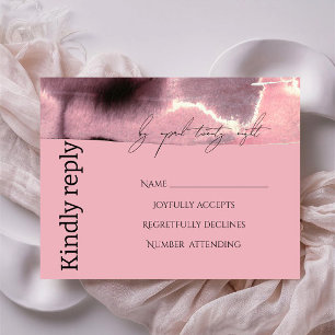 Modern, Simple Dusty Rose and Black RSVP Card