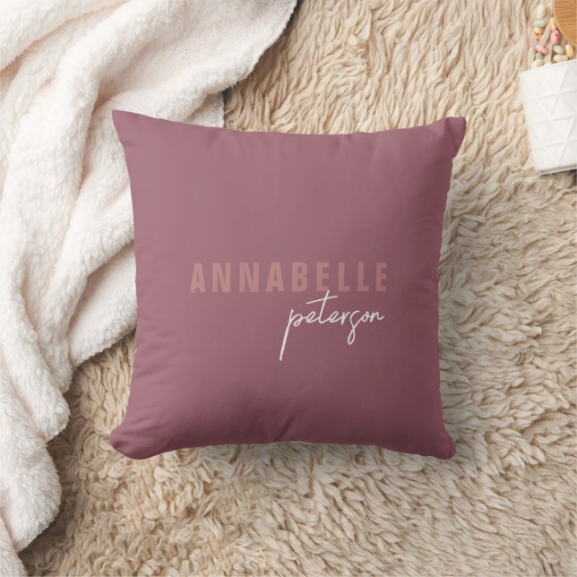 Modern Simple Dusty Rose Minimal Script Cushion (Blanket)