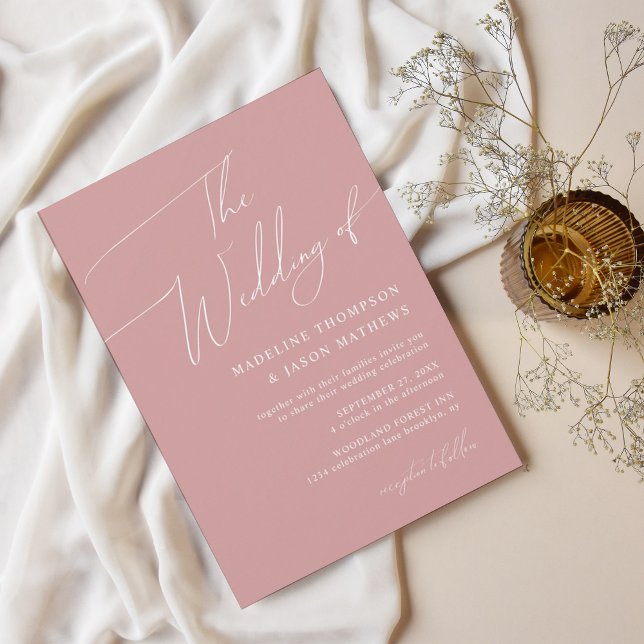 Modern Simple Dusty Rose Pink Script The Wedding Invitation (Creator Uploaded)