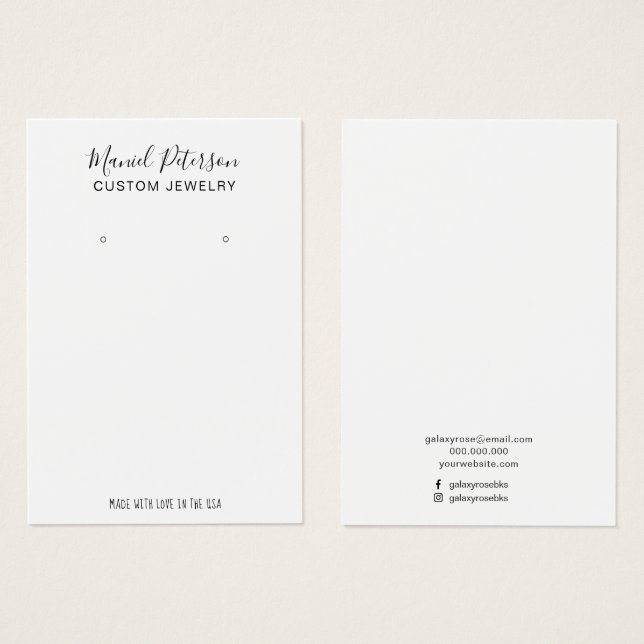 Modern Simple Earring Jewellery Display Card (Front & Back)