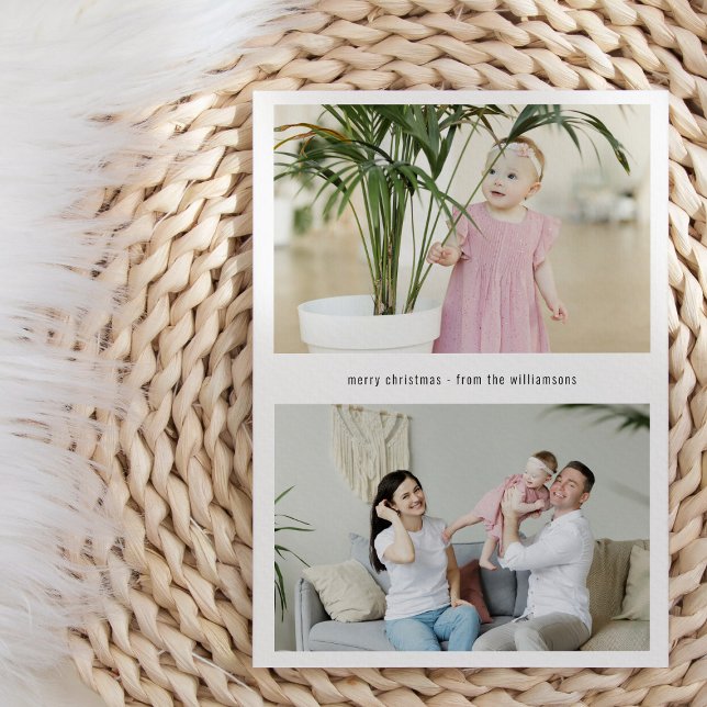 Modern Simple Editable Merry Christmas Three Photo Holiday Card (Creator Uploaded)