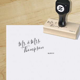 Modern   Simple Elegance   Wedding Date Rubber Stamp