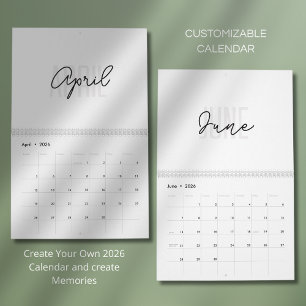 Modern Simple Elegant 2026 Calendar