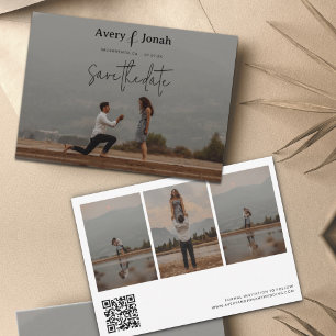 Modern Simple Elegant 4 Photo Wedding Save The Dat Date