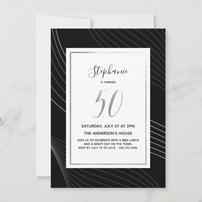 Modern, Simple & Elegant 50th Birthday Party Invit Invitation (Front)