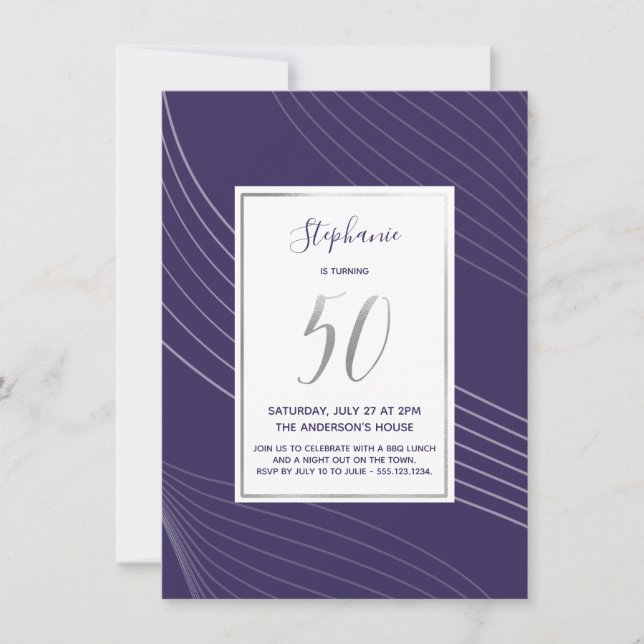 Modern, Simple & Elegant 50th Birthday Party Invitation (Front)