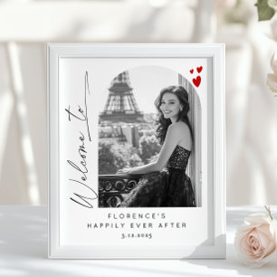 Modern simple elegant Arch photo Bridal Welcome Poster