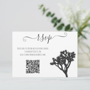 Modern Simple Elegant B&W Joshua tree QR Code RSVP Card