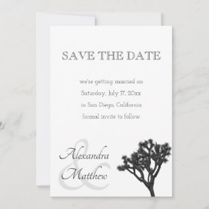 Modern Simple Elegant B&W Joshua tree Silhouette Announcement
