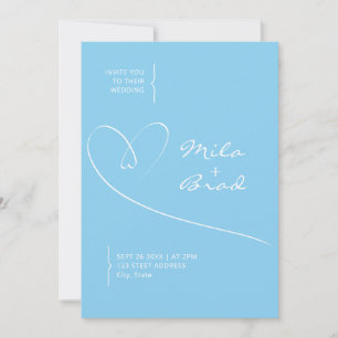 Modern Simple Elegant Baby Blue Wedding Invitation