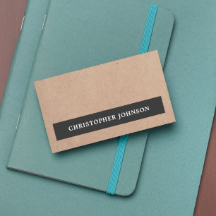 Modern Simple Elegant Black Stripe Kraft Paper Business Card