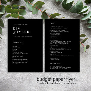 Modern simple elegant black wedding program flyer