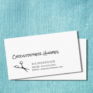 Modern Simple Elegant Black White Hair Stylist Business Card