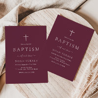 Modern Simple Elegant Burgundy Wine Baptism