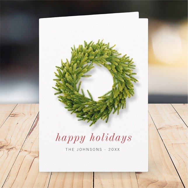 Modern Simple Elegant Chic Christmas Wreath Card (Creator Uploaded)