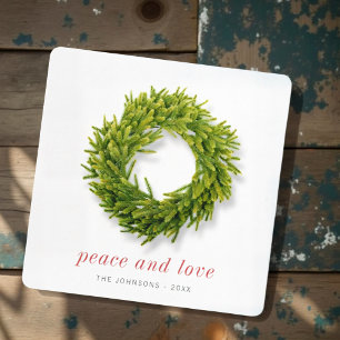 Modern Simple Elegant Chic Christmas Wreath Holiday Card