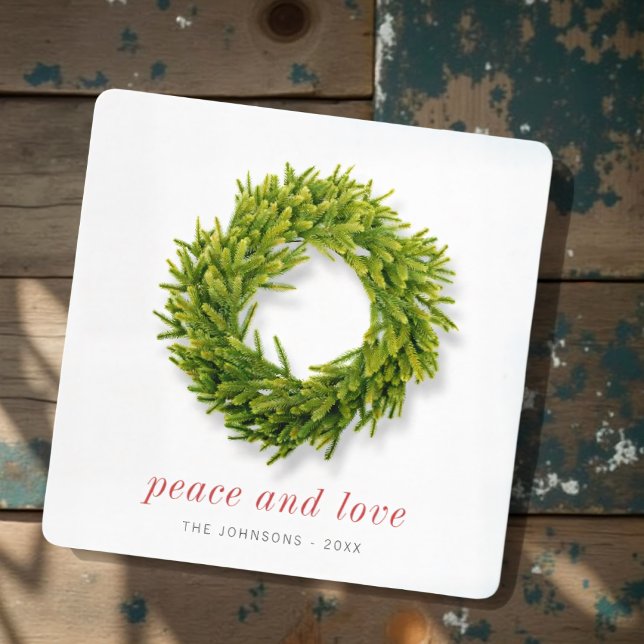 Modern Simple Elegant Chic Christmas Wreath Holiday Card (Creator Uploaded)