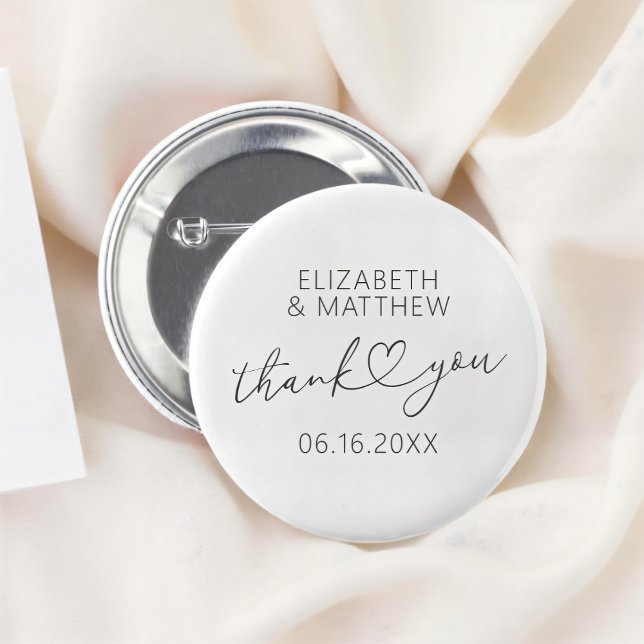 Modern Simple Elegant Chic Minimal Heart Wedding 6 Cm Round Badge (Creator Uploaded)