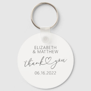 Modern Simple Elegant Chic Minimal Heart Wedding Key Ring