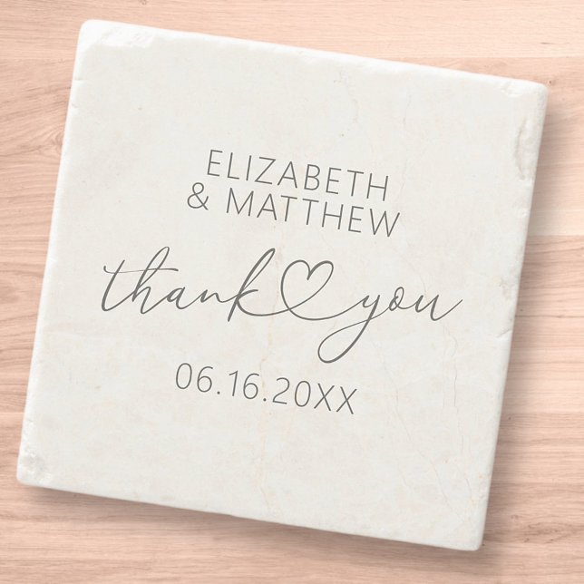 Modern Simple Elegant Chic Minimal Heart Wedding Stone Coaster (Creator Uploaded)