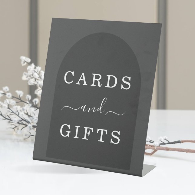Modern Simple Elegant Dark Grey Arch Cards & Gifts Pedestal Sign (Creator Uploaded)
