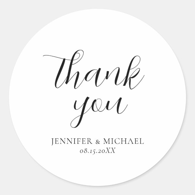 Modern Simple Elegant Design Thank You Typography Classic Round Sticker (Front)