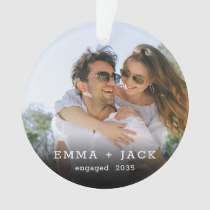 Modern Simple Elegant Engagement Photo Keepsake Ornament