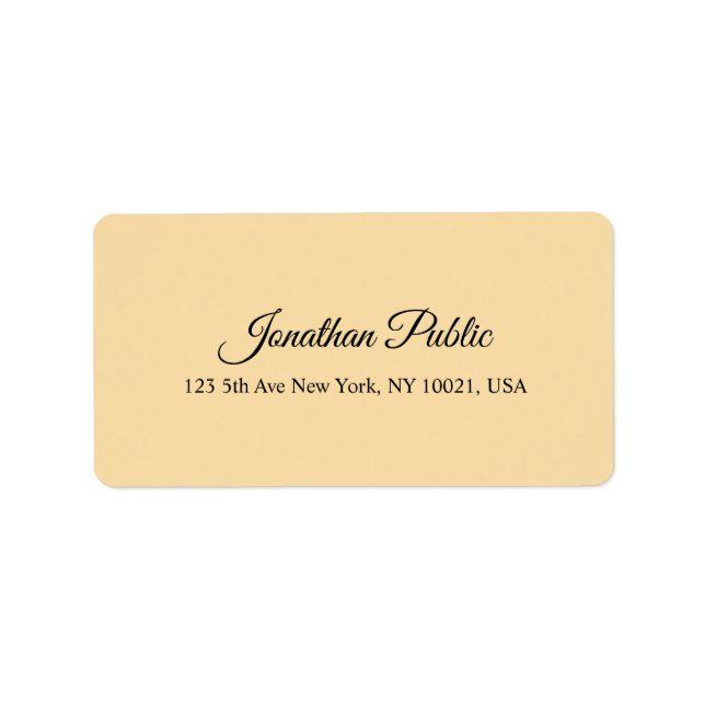 Modern Simple Elegant Gold Calligraphy Script Name Label (Front)