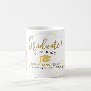 Modern Simple Elegant Graduation gold Cap Script Coffee Mug