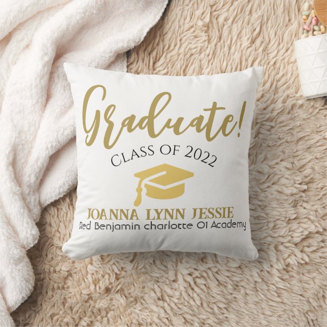 Modern Simple Elegant Graduation gold Cap Script Cushion (Blanket)