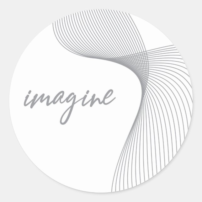 Modern, simple, elegant graphic design of Imagine Classic Round Sticker (Front)