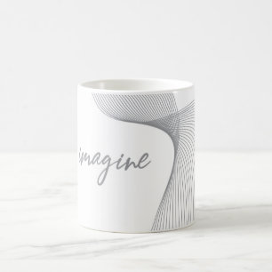 Modern, simple, elegant graphic design of Imagine Coffee Mug