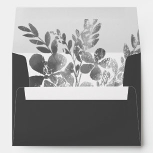 Modern Simple Elegant Grey Floral Personal Brand Envelope
