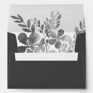 Modern Simple Elegant Grey Floral Personal Brand Envelope