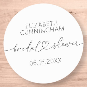 Modern Simple Elegant Minimal Heart Bridal Shower Classic Round Sticker