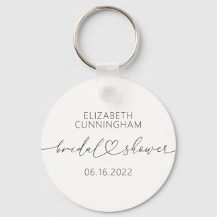Modern Simple Elegant Minimal Heart Bridal Shower Key Ring